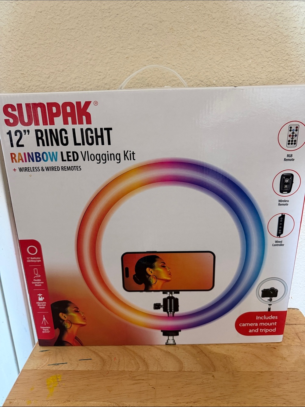 SUNPAK 12" Rainbow LED Ring Light - White